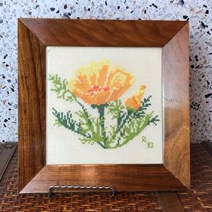 Cross Stitch Framed Poppy